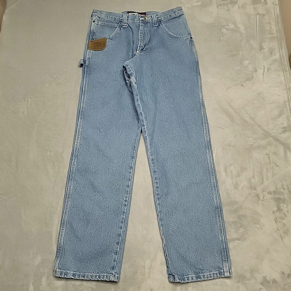 Wrangler Riggs Jeans Men 31x34 Blue Workwear Carpenter Cargo Relaxed Fit Work